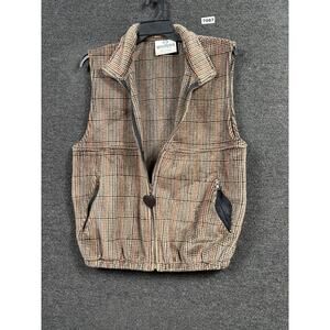 WindRiver Vest Mens Large Brown Plaid Polartec Fleece Zip Pockets Made Canada